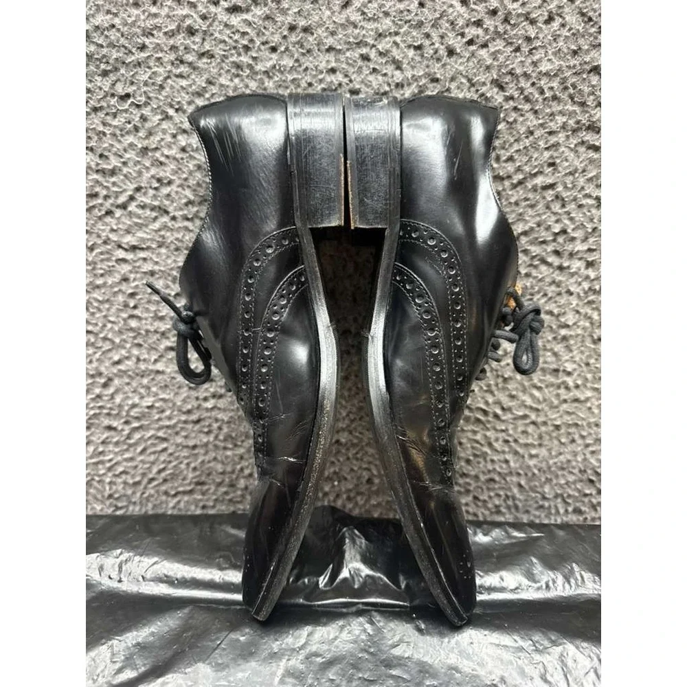Gixus Italian Leather Lace-Up‎ Wingtip Oxford Dress Shoes Black Mens Size 42 EU